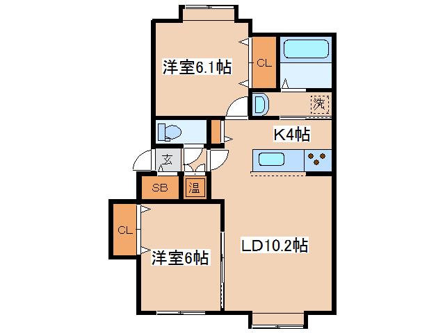 フォルトゥーナII(2LDK/1階)の間取り写真