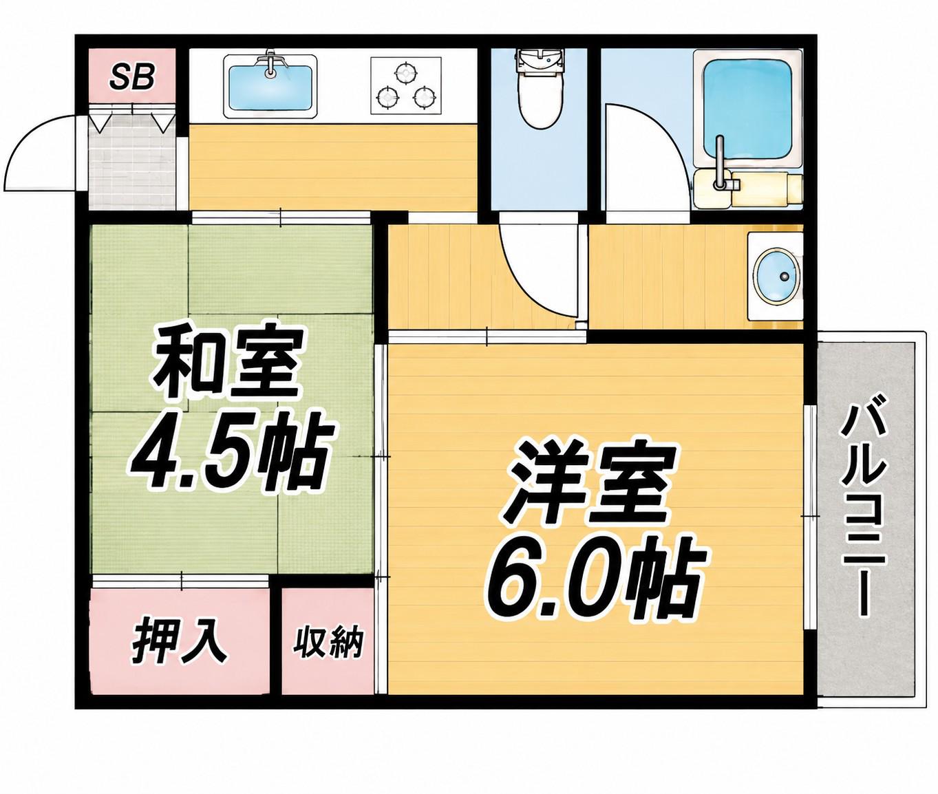 寺田マンション(2K/2階)の間取り写真