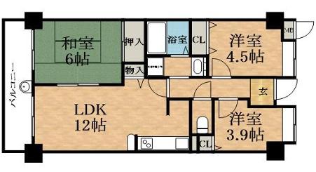 ふぁみーゆ寝屋川セントラルパークA棟(3LDK/9階)の間取り写真