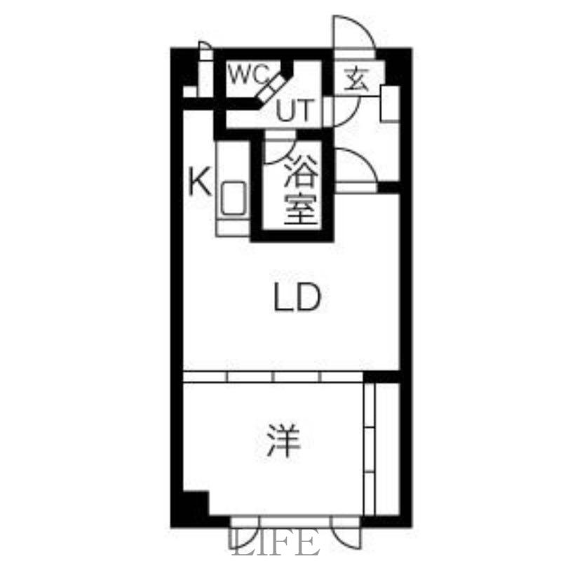 ブルースカイ月寒(1LDK/4階)の間取り写真