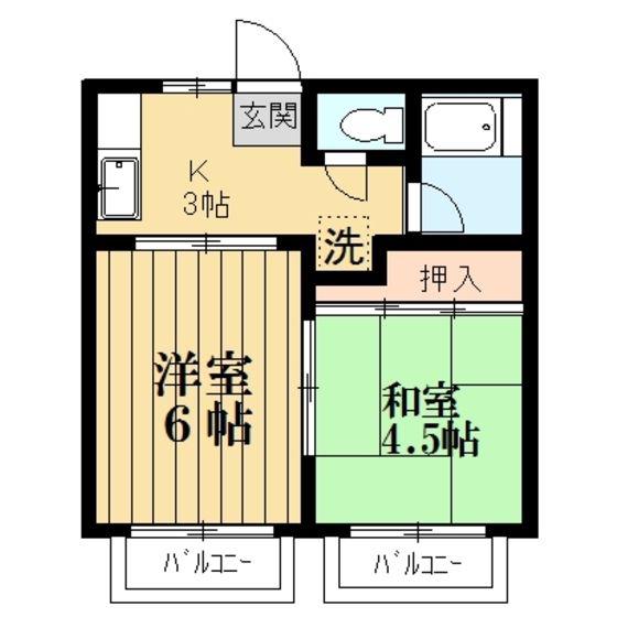プチメゾン(2K/2階)の間取り写真