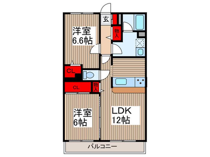 プラセール上青木(2LDK/3階)の間取り写真