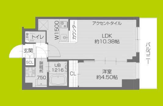 プレジオ武庫川ASIAN(1LDK/4階)の間取り写真