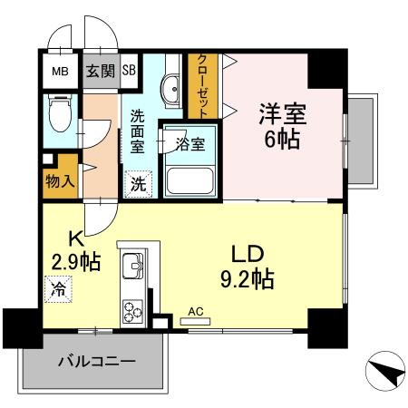 ハイムローゼVII(1LDK/3階)の間取り写真