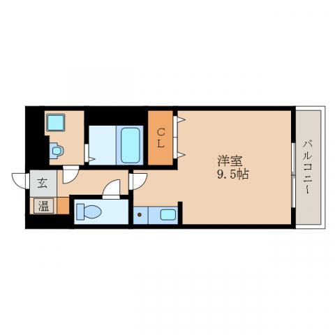 パリオ鹿深(ワンルーム/2階)の間取り写真