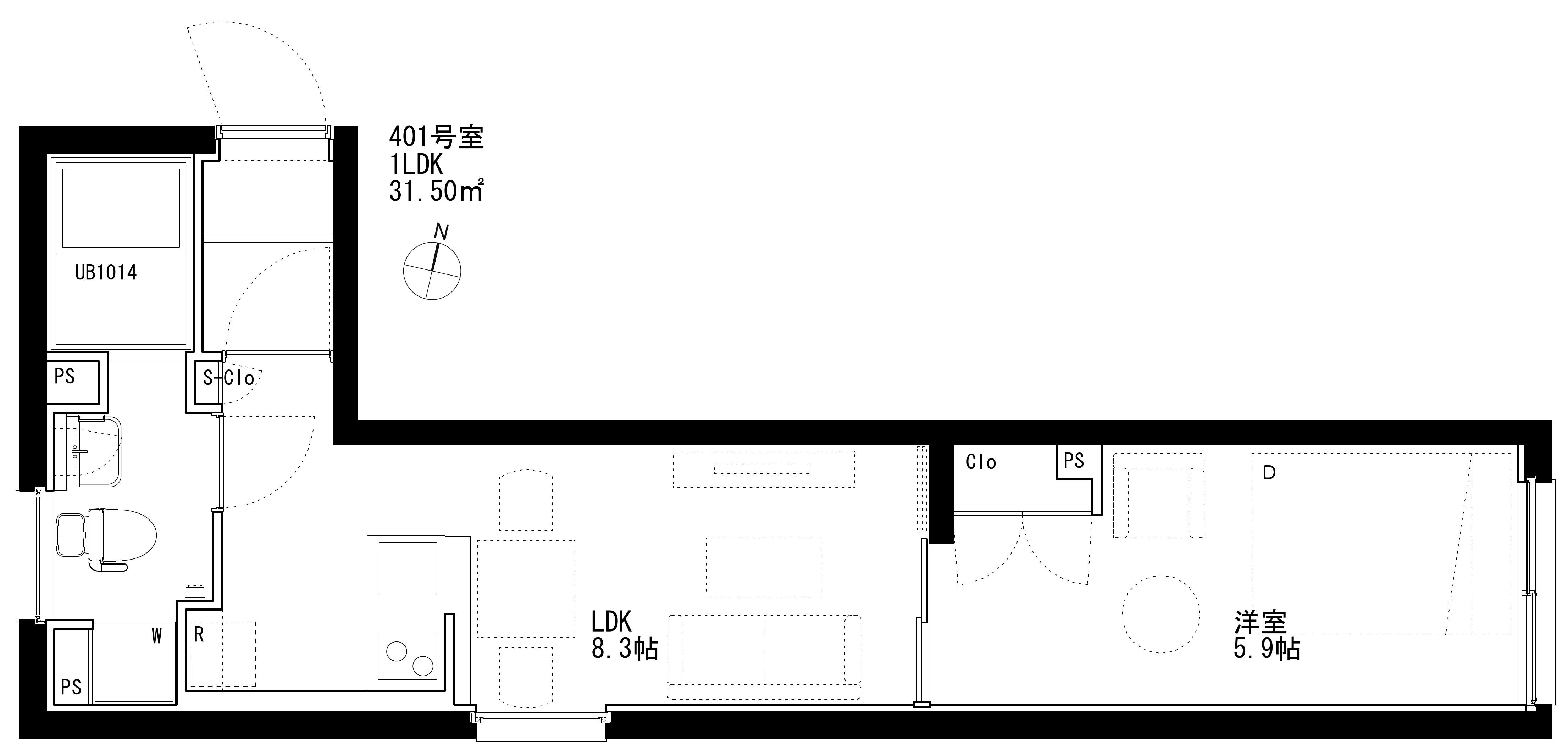 ツインスペック西大井イースト(1LDK/4階)の間取り写真