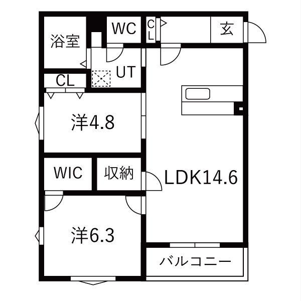 アルモニー東刈谷テラス(2LDK/3階)の間取り写真