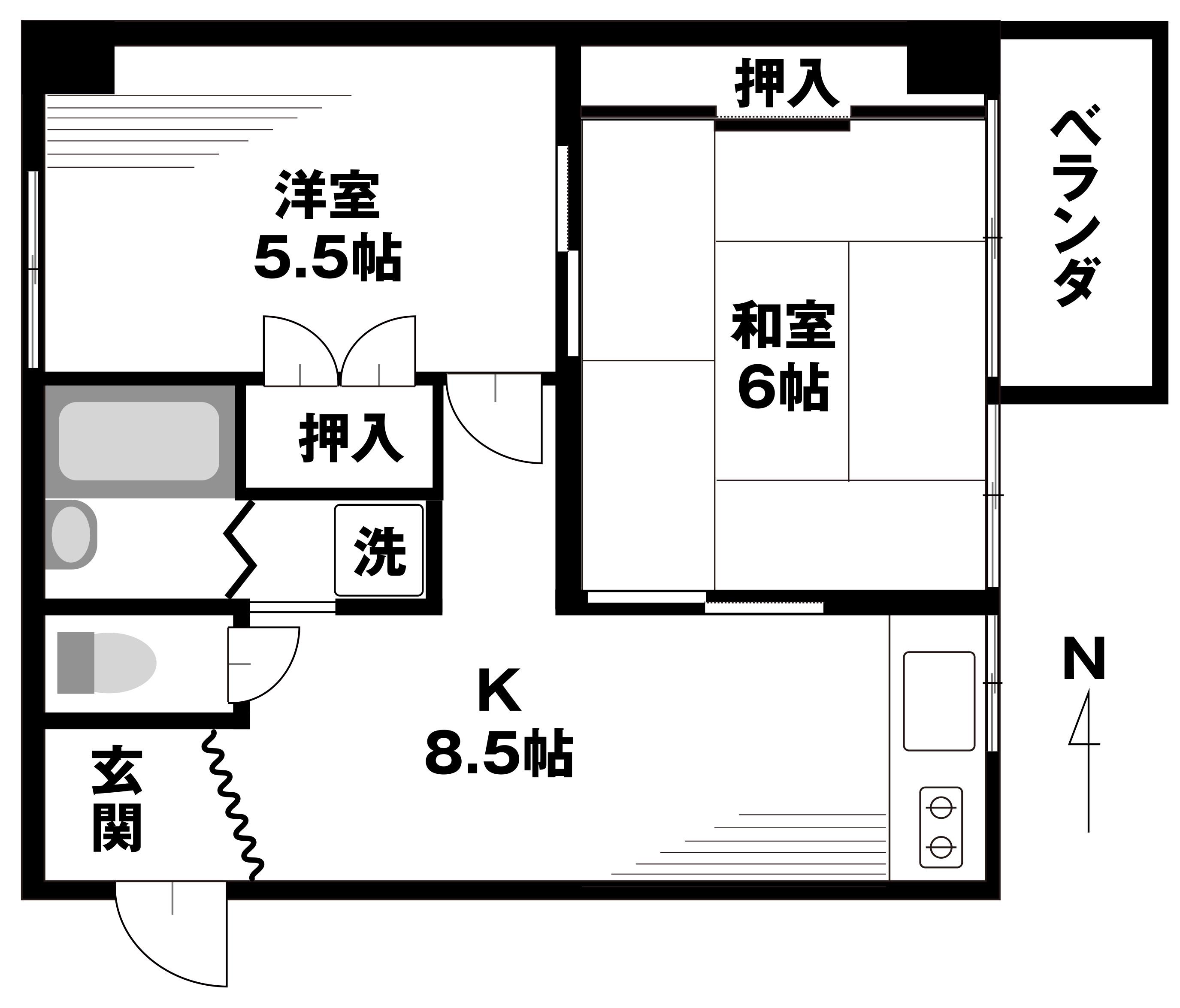 民泊不可パールフラッツ(2DK/4階)の間取り写真
