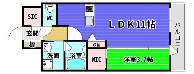 TEAL RESIDENCE BAY(1LDK/8階)の間取り写真