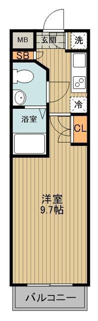 BEVERLY HOMES 下赤塚(1K/5階)の間取り写真