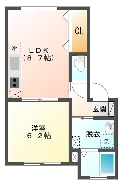 プラセル石江(1LDK/2階)の間取り写真