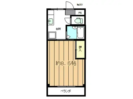ジョイフル(1K/2階)の間取り写真