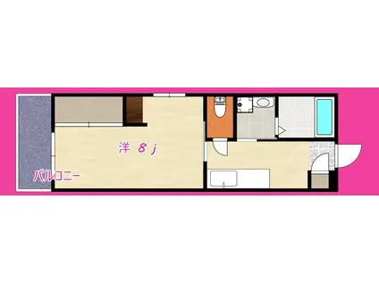 コミエンソ小松原(1K/2階)の間取り写真