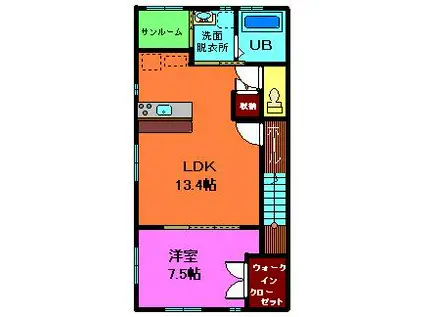 セラヴィ大清台(1LDK/2階)の間取り写真