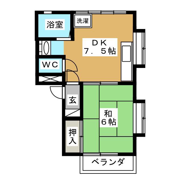ハイツみどり(1DK/2階)の間取り写真