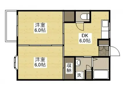 戸坂プラザ(2DK/2階)の間取り写真