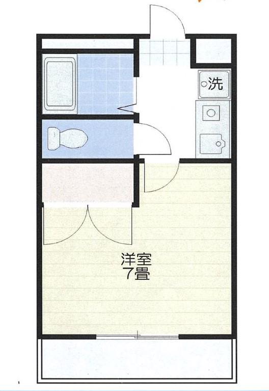 ブルックW(1K/1階)の間取り写真