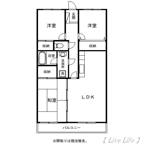 レジデンス17番館(3LDK/2階)の間取り写真