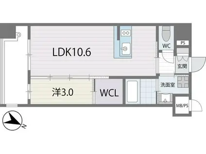 アルティザ六本松(1LDK/3階)の間取り写真