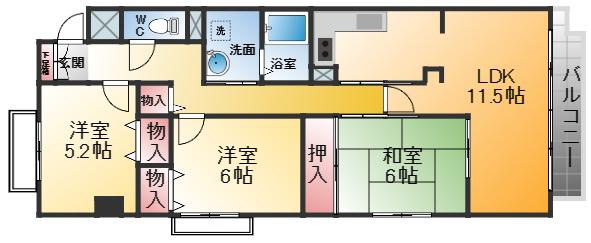 FIG・TREE2号館(3LDK/1階)の間取り写真
