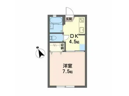 YYシーサイドパレス弐号館(1DK/1階)の間取り写真