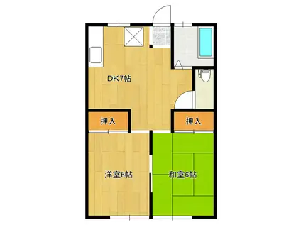 渡辺ハイツ(2DK/2階)の間取り写真