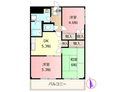 アトランティアクイーン(3DK/2階)の間取り写真