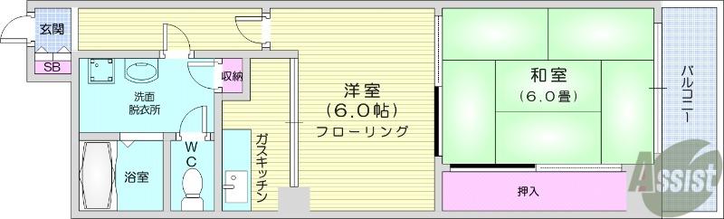 セントラルハイツ(2K/2階)の間取り写真