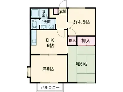 ウエストハイマー(3DK/1階)の間取り写真