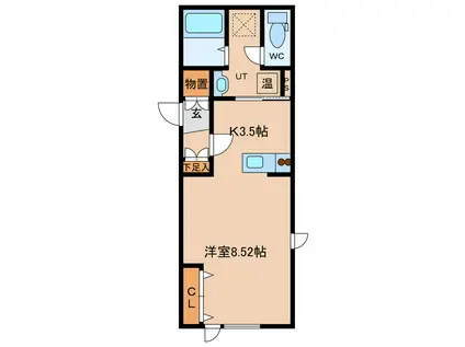 GRAND LINE III(1K/1階)の間取り写真