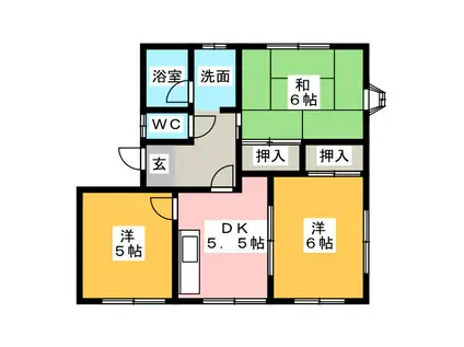 アメニティ八幡田B棟(3DK/1階)の間取り写真