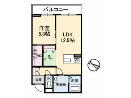 メゾンこころ A棟(1LDK/2階)の間取り写真