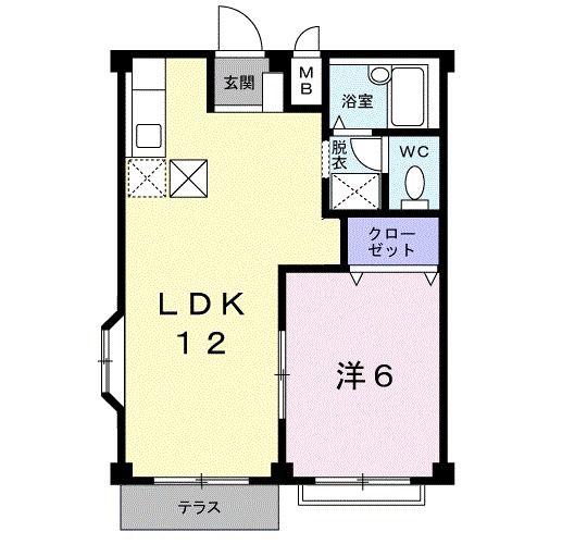 ニューシティーA(1LDK/1階)の間取り写真