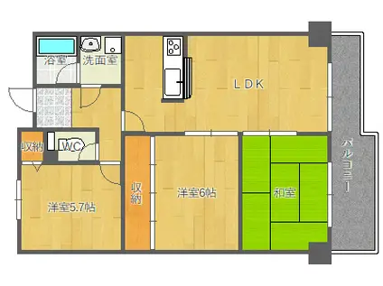 センチュリー上山手(3LDK/3階)の間取り写真