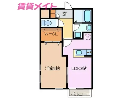 HEARTLAND中山(1LDK/2階)の間取り写真