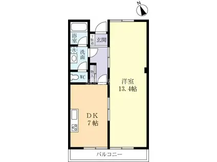 市毛マンション(1DK/1階)の間取り写真