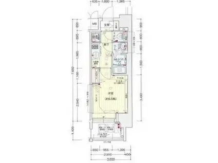 プレサンスコウベグレンツ(1K/10階)の間取り写真