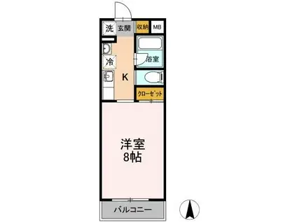 レガート湘南台(1K/3階)の間取り写真