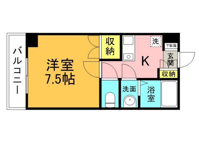 山村ビル(1K/2階)の間取り写真