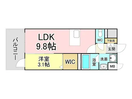 デザイナープリンセス旦過(1LDK/8階)の間取り写真