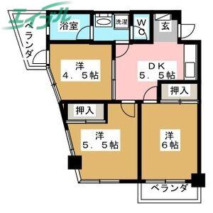 下田ビル(3DK/2階)の間取り写真