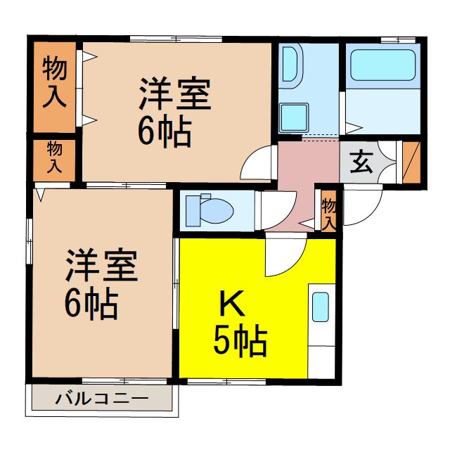 メゾンクレールA(2K/2階)の間取り写真
