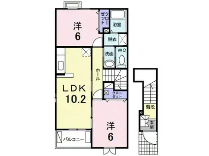 プリムローズ(2LDK/2階)の間取り写真