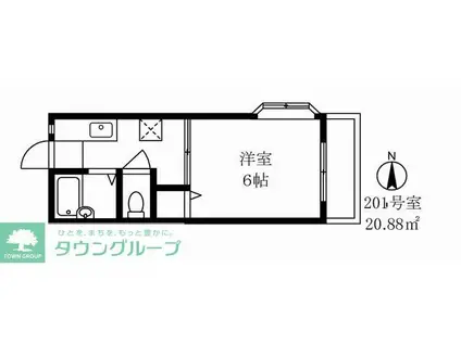 グローバル経堂(1K/2階)の間取り写真