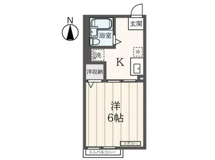 シティハイムAIHARA(1K/1階)の間取り写真