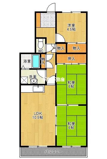 フレンドリー雅(3LDK/4階)の間取り写真