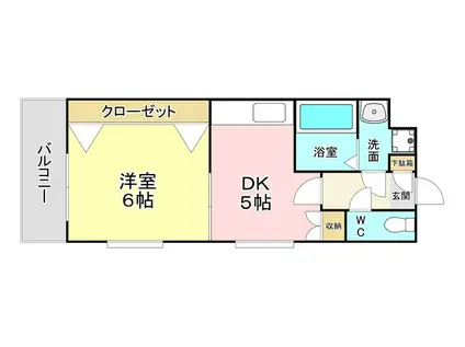 リファレンス小倉(1DK/3階)の間取り写真