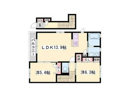 メゾン寿(2LDK/2階)の間取り写真