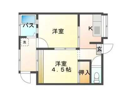 第一林アパート(2K/1階)の間取り写真