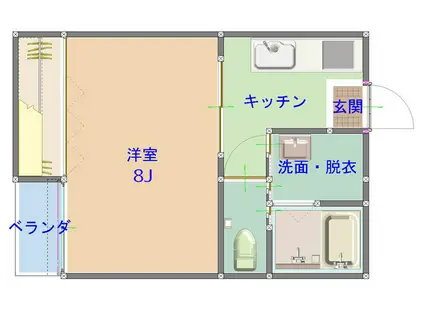 ピア上越(1K/1階)の間取り写真